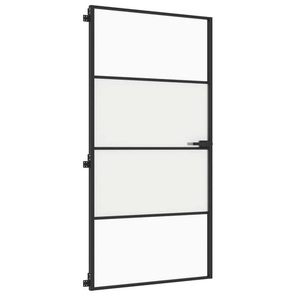 vidaXL Interior Door Slim Black 102.5x201.5 cm Tempered Glass and Aluminium