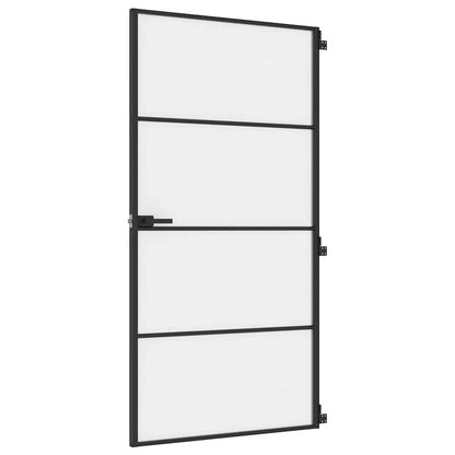 vidaXL Interior Door Slim Black 102.5x201.5 cm Tempered Glass and Aluminium