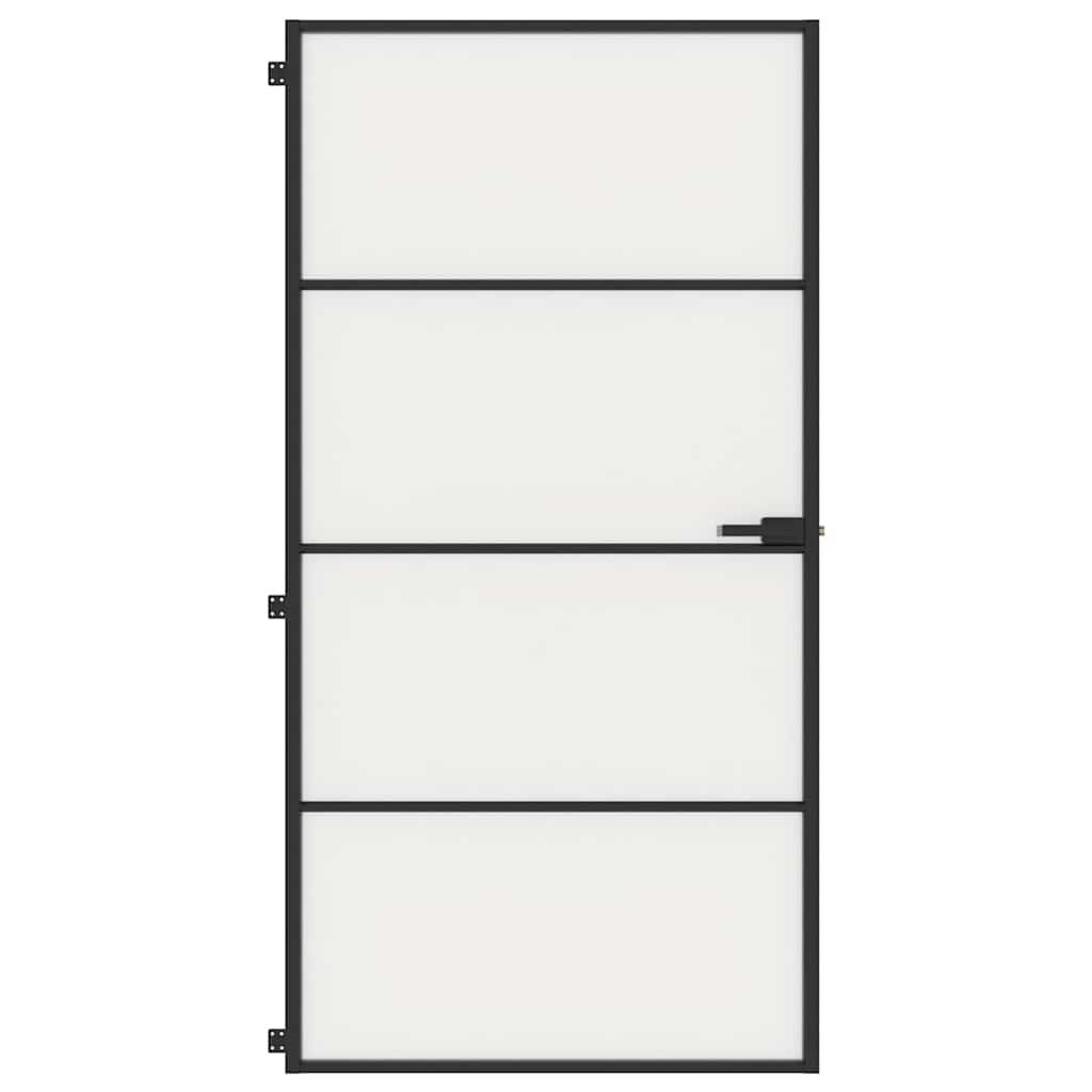 vidaXL Interior Door Slim Black 102.5x201.5 cm Tempered Glass and Aluminium