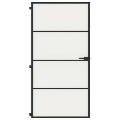 vidaXL Interior Door Slim Black 102.5x201.5 cm Tempered Glass and Aluminium