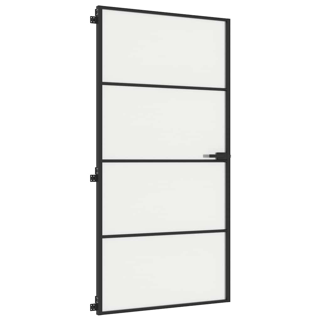 vidaXL Interior Door Slim Black 102.5x201.5 cm Tempered Glass and Aluminium