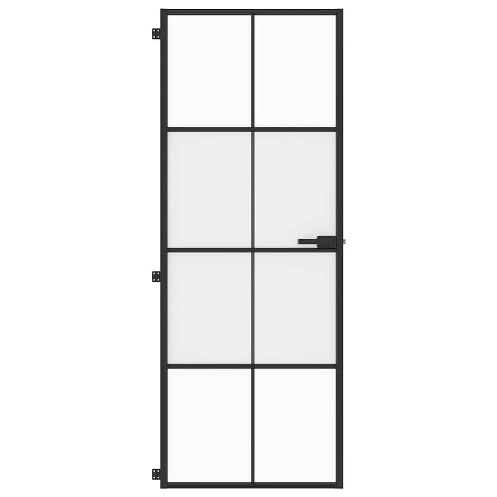 vidaXL Interior Door Slim Black 76x201,5 cm Tempered Glass and Aluminium