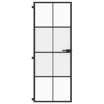 vidaXL Interior Door Slim Black 76x201,5 cm Tempered Glass and Aluminium