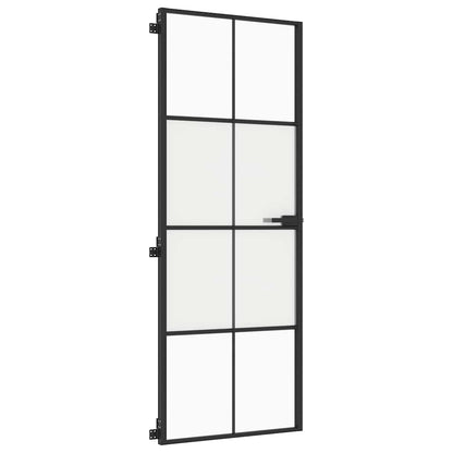 vidaXL Interior Door Slim Black 76x201,5 cm Tempered Glass and Aluminium
