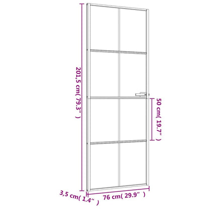 vidaXL Interior Door Slim Black 76x201,5 cm Tempered Glass and Aluminium