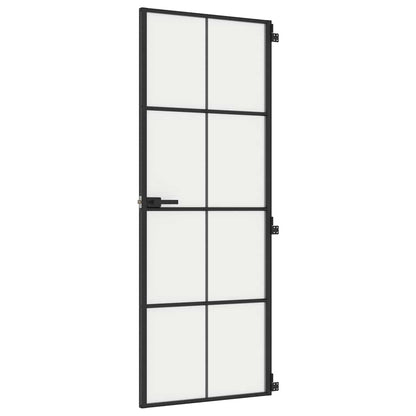 vidaXL Interior Door Slim Black 76x201,5 cm Tempered Glass and Aluminium
