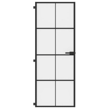 vidaXL Interior Door Slim Black 76x201,5 cm Tempered Glass and Aluminium