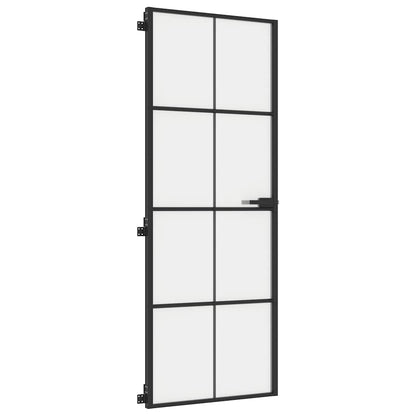 vidaXL Interior Door Slim Black 76x201,5 cm Tempered Glass and Aluminium
