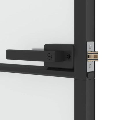 vidaXL Interior Door Slim Black 76x201,5 cm Tempered Glass and Aluminium