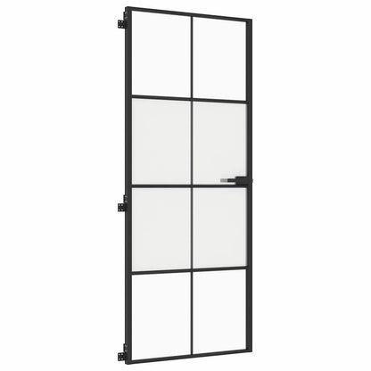 vidaXL Interior Door Slim Black 83x201.5 cm Tempered Glass and Aluminium