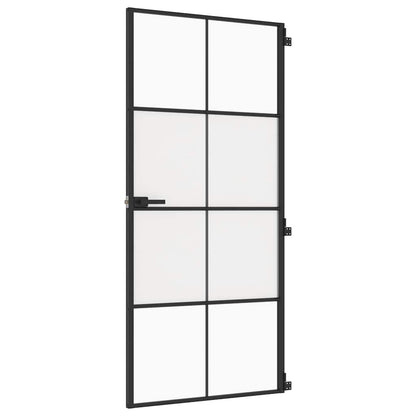 vidaXL Interior Door Slim Black 93x201,5 cm Tempered Glass and Aluminium