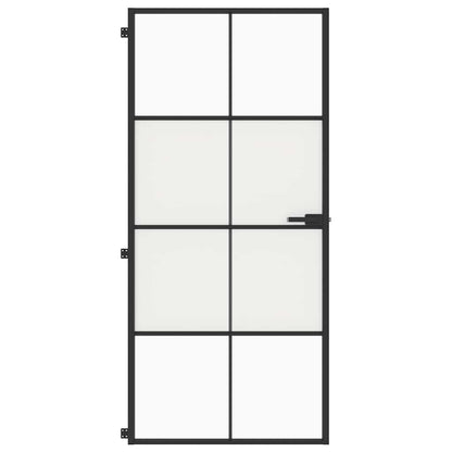 vidaXL Interior Door Slim Black 93x201,5 cm Tempered Glass and Aluminium