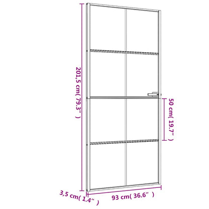 vidaXL Interior Door Slim Black 93x201,5 cm Tempered Glass and Aluminium