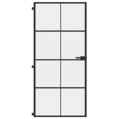 vidaXL Interior Door Slim Black 93x201,5 cm Tempered Glass and Aluminium