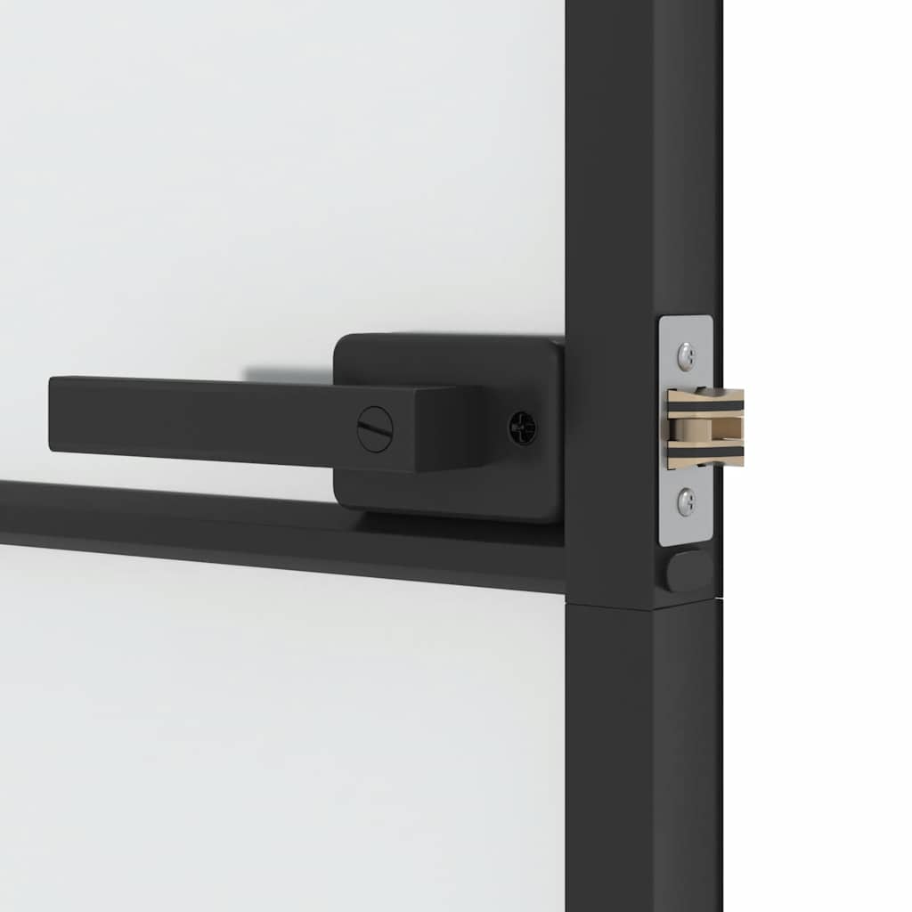 vidaXL Interior Door Slim Black 93x201,5 cm Tempered Glass and Aluminium