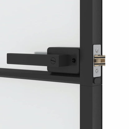 vidaXL Interior Door Slim Black 93x201,5 cm Tempered Glass and Aluminium