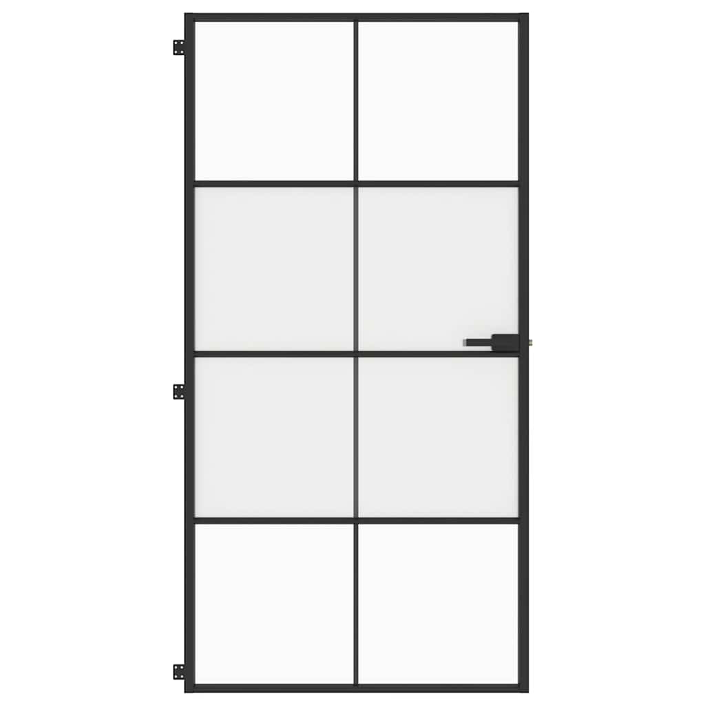 vidaXL Interior Door Slim Black 102,5x201,5 cm Tempered Glass and Aluminium