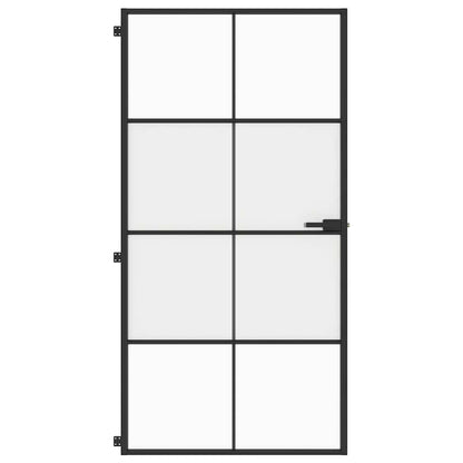vidaXL Interior Door Slim Black 102,5x201,5 cm Tempered Glass and Aluminium