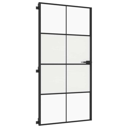 vidaXL Interior Door Slim Black 102,5x201,5 cm Tempered Glass and Aluminium