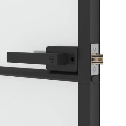 vidaXL Interior Door Slim Black 102,5x201,5 cm Tempered Glass and Aluminium