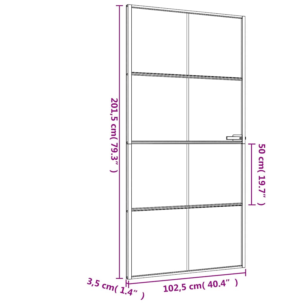 vidaXL Interior Door Slim Black 102,5x201,5 cm Tempered Glass and Aluminium