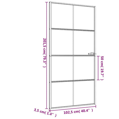 vidaXL Interior Door Slim Black 102,5x201,5 cm Tempered Glass and Aluminium