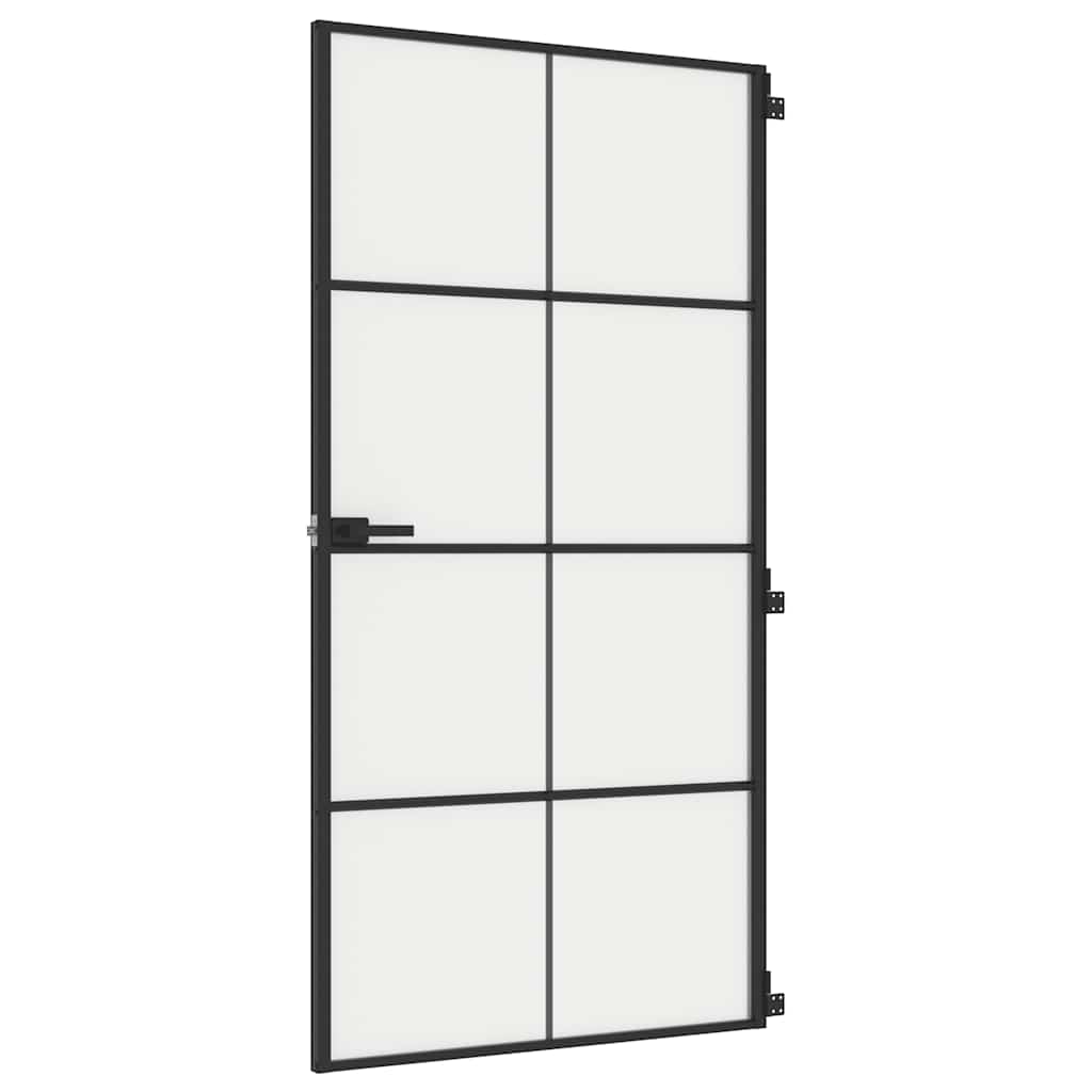 vidaXL Interior Door Slim Black 102,5x201,5 cm Tempered Glass and Aluminium