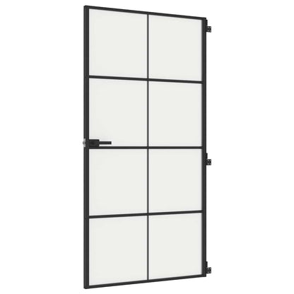 vidaXL Interior Door Slim Black 102,5x201,5 cm Tempered Glass and Aluminium