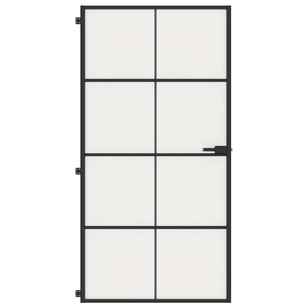 vidaXL Interior Door Slim Black 102,5x201,5 cm Tempered Glass and Aluminium