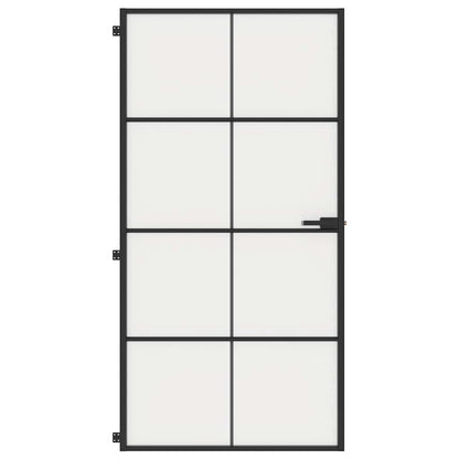 vidaXL Interior Door Slim Black 102,5x201,5 cm Tempered Glass and Aluminium