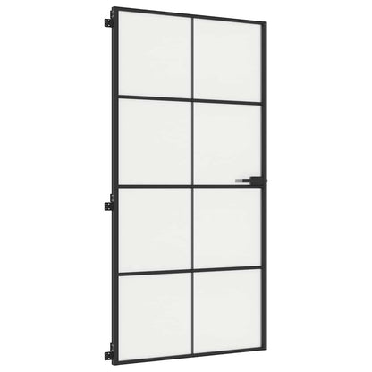 vidaXL Interior Door Slim Black 102,5x201,5 cm Tempered Glass and Aluminium