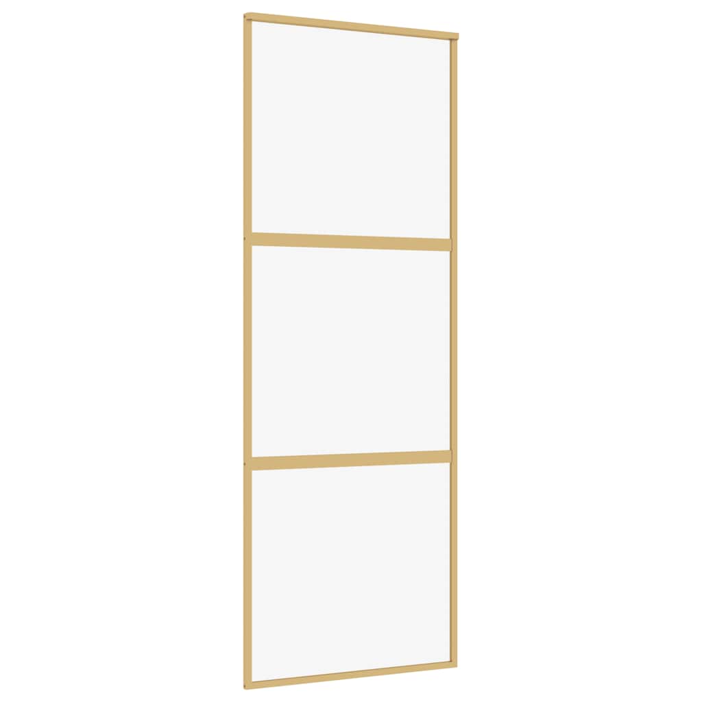 vidaXL Sliding Door Gold 76x205 cm Clear ESG Glass and Aluminium