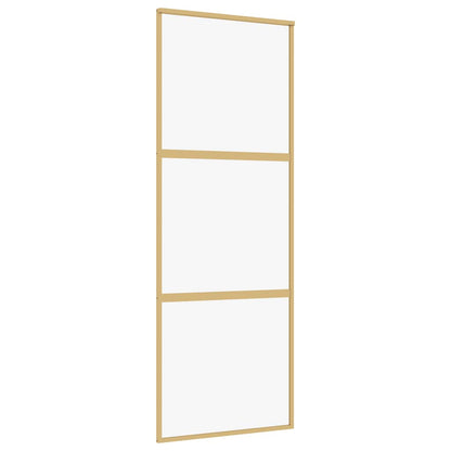 vidaXL Sliding Door Gold 76x205 cm Clear ESG Glass and Aluminium