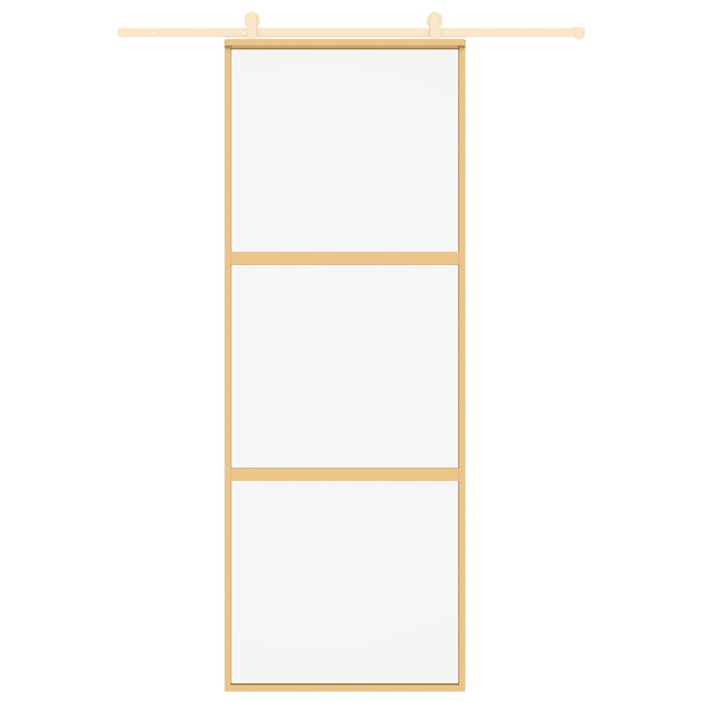 vidaXL Sliding Door Gold 76x205 cm Clear ESG Glass and Aluminium