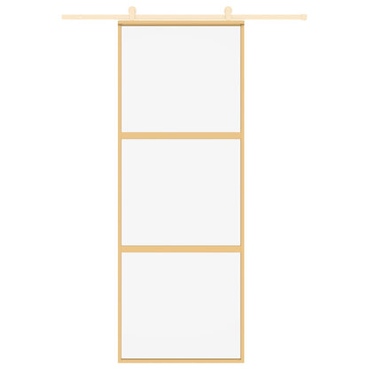 vidaXL Sliding Door Gold 76x205 cm Clear ESG Glass and Aluminium