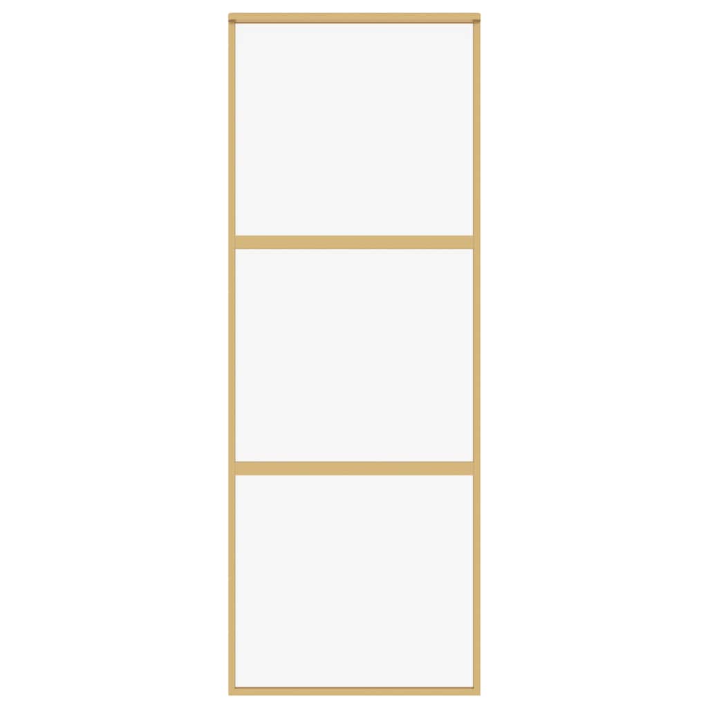 vidaXL Sliding Door Gold 76x205 cm Clear ESG Glass and Aluminium
