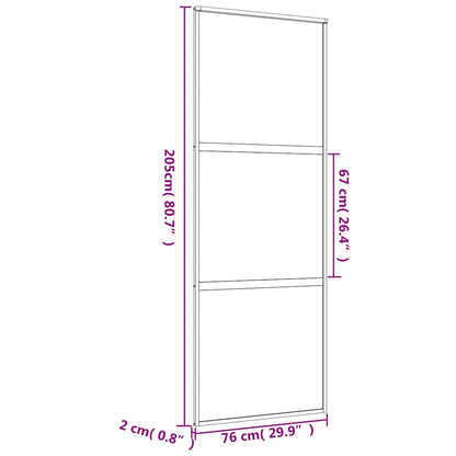 vidaXL Sliding Door Gold 76x205 cm Clear ESG Glass and Aluminium