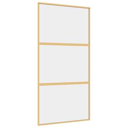 vidaXL Sliding Door Gold 102,5x205 cm Clear ESG Glass and Aluminium