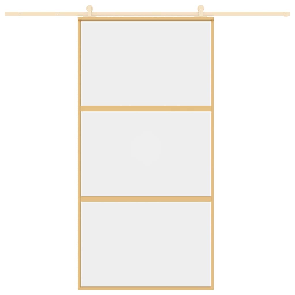 vidaXL Sliding Door Gold 102,5x205 cm Clear ESG Glass and Aluminium
