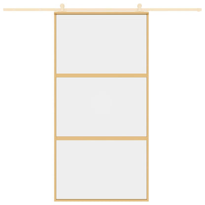 vidaXL Sliding Door Gold 102,5x205 cm Clear ESG Glass and Aluminium