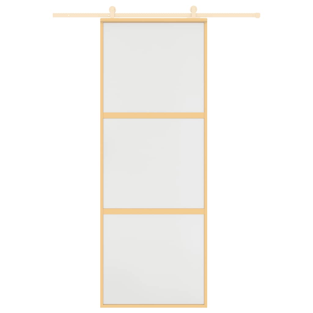 vidaXL Sliding Door Gold 76x205 cm Frosted ESG Glass and Aluminium
