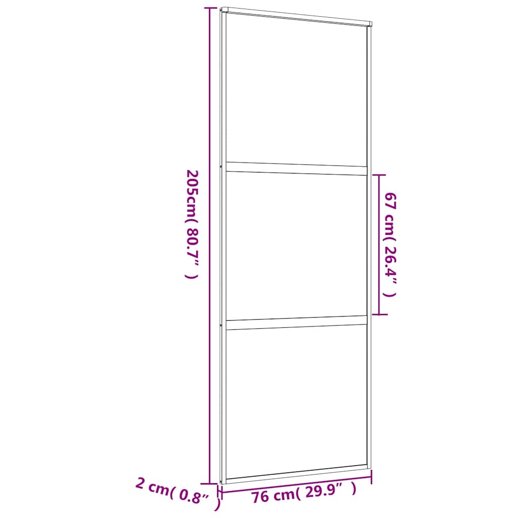 vidaXL Sliding Door Gold 76x205 cm Frosted ESG Glass and Aluminium