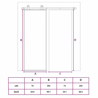 vidaXL Sliding Door Gold 76x205 cm Frosted ESG Glass and Aluminium