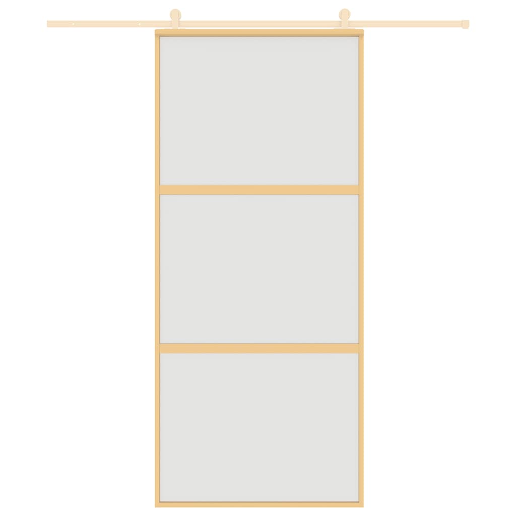 vidaXL Sliding Door Gold 90x205 cm Frosted ESG Glass and Aluminium