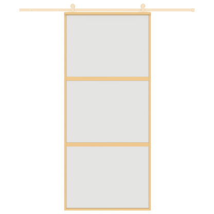 vidaXL Sliding Door Gold 90x205 cm Frosted ESG Glass and Aluminium