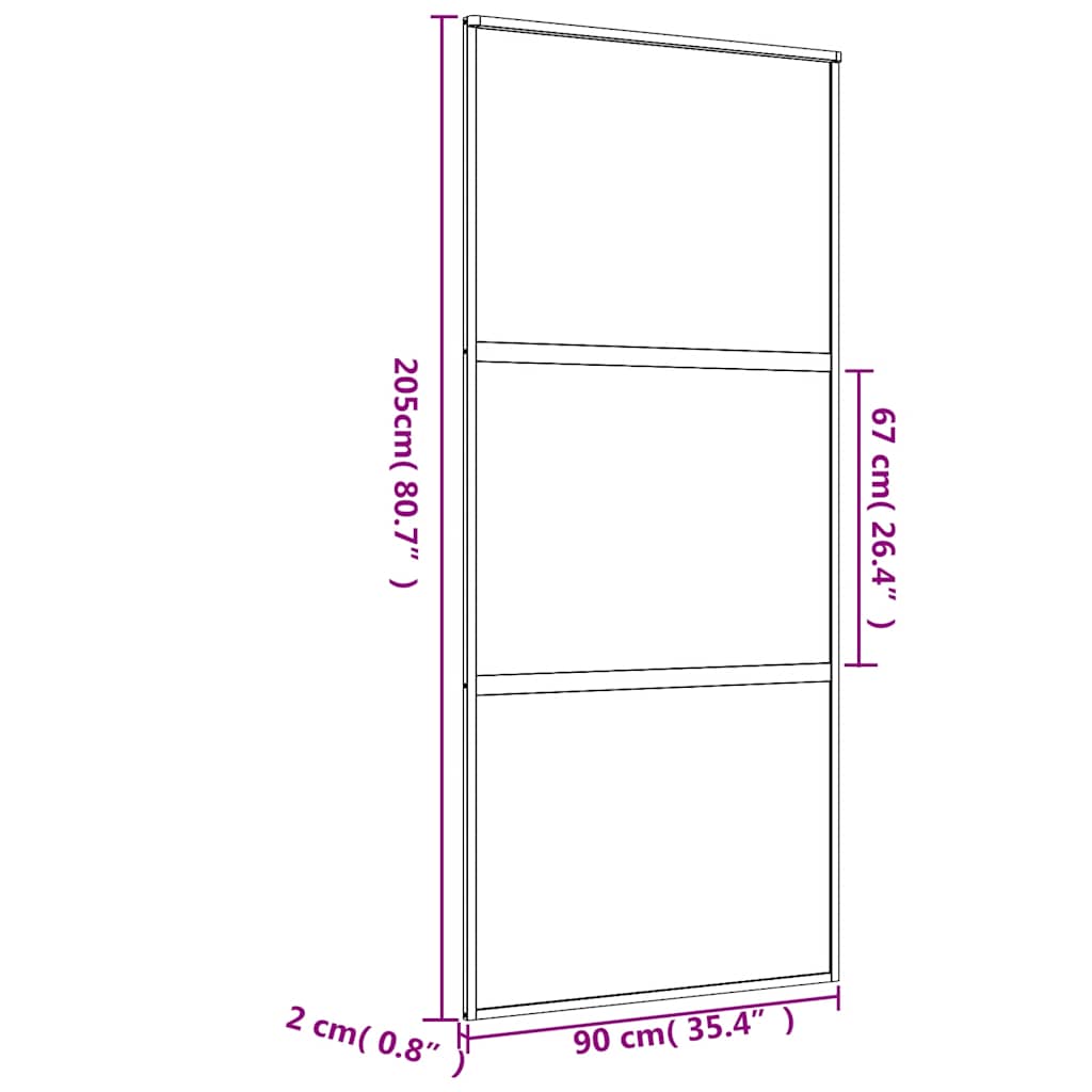 vidaXL Sliding Door Gold 90x205 cm Frosted ESG Glass and Aluminium