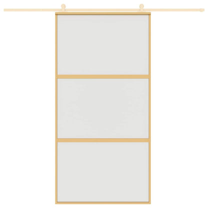 vidaXL Sliding Door Gold 102.5x205 cm Frosted ESG Glass and Aluminium