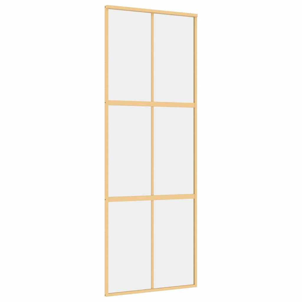 vidaXL Sliding Door Gold 76x205 cm Clear ESG Glass and Aluminium