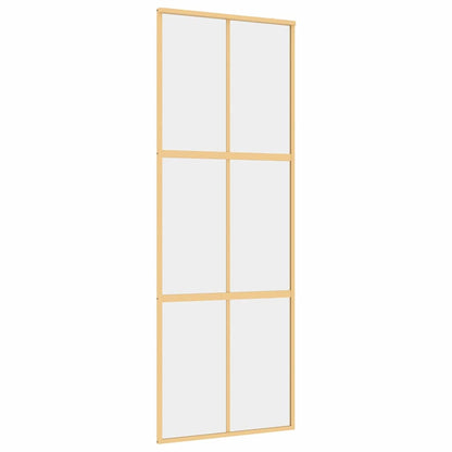 vidaXL Sliding Door Gold 76x205 cm Clear ESG Glass and Aluminium