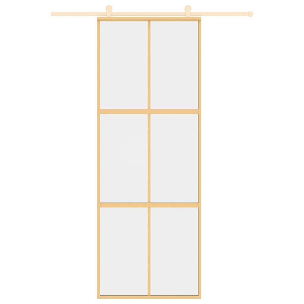 vidaXL Sliding Door Gold 76x205 cm Clear ESG Glass and Aluminium